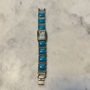Vintage Ladies Turquoise Croton Watch with Mother of Pearl Face